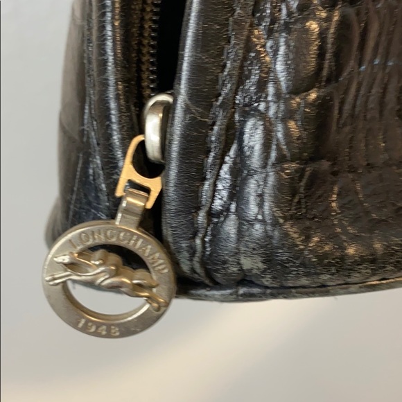 Longchamp Croc Roseau Side Zip Toggle Shoulder Bag - Picture 8 of 16